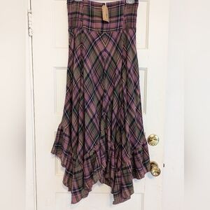 Natural Life long plaid skirt L/XL purple green